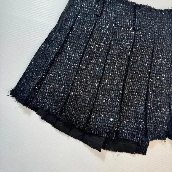 Aqua Wicked Tweed Asymmetric Pleated Skirt Women’s Medium Dark Academia Broadway - Picture 13 of 16